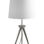 LAMPARA MESA TRIPODE Acero c/pantalla apto led