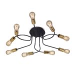 PLAFON VINTAGE 9 luces Negro/Oro apto led