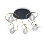 PLAFON LUCIANA 5 luces Negro/Oro incluye lámparas  led