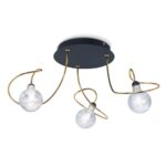 PLAFON LUCIANA 3 luces Negro/Oro incluye lámparas  led