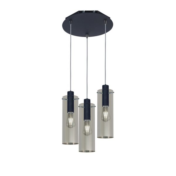 Pinto Colgante negro de 3 luces apto lampara led