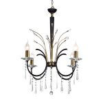 ARAÑA REINA  4 luces Negra/Oro  con cristales apto led