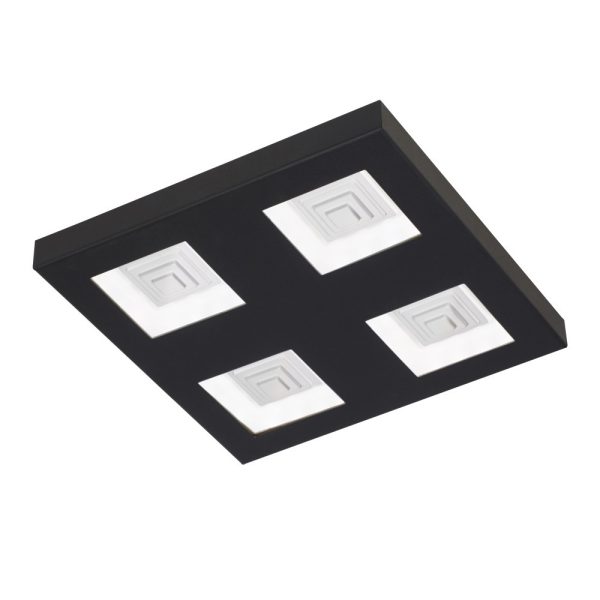 Plafon 4 luces Ferreros Negro de led