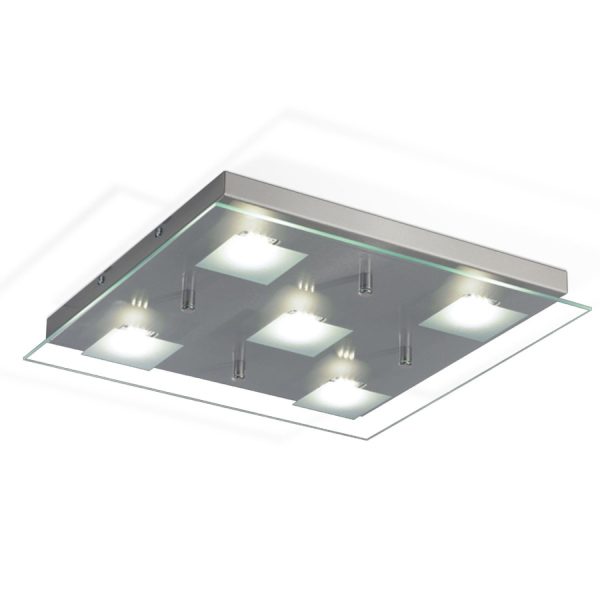 Plafón Batti 5 luces de led color Acero