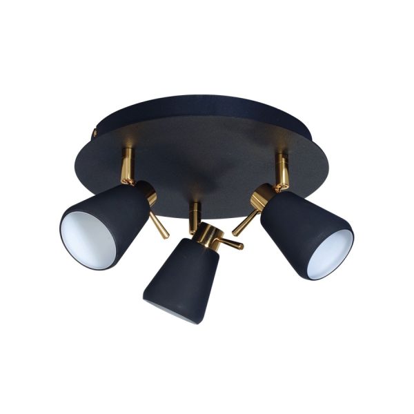 Plafón Uno 3 luces apto led color negro
