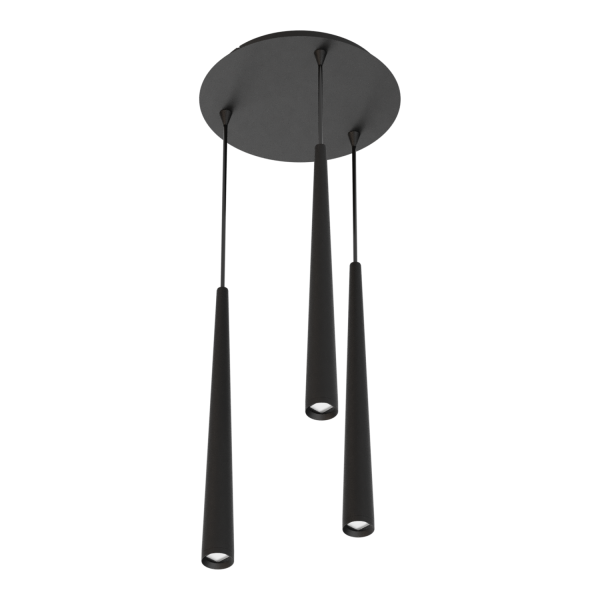Colgante Konos 3 luces de led redondo negro