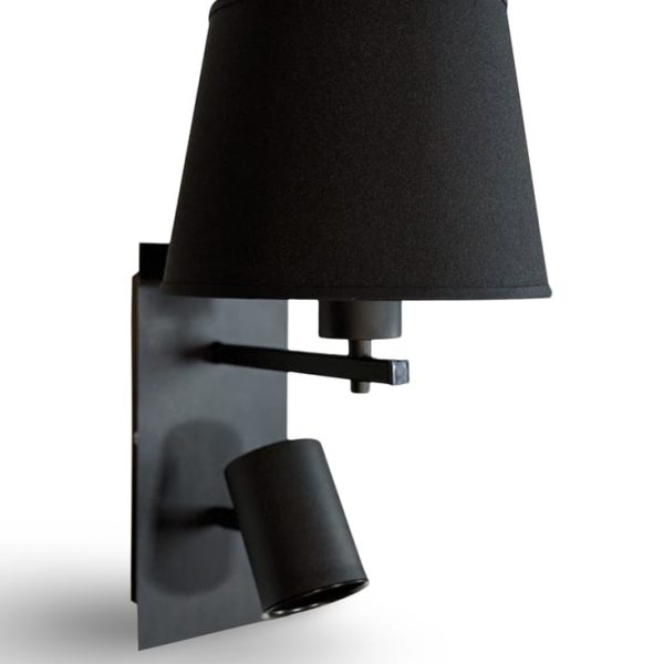 Aplique Leo negro con pantalla apto para lampara led