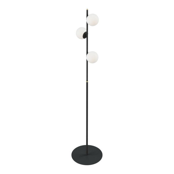 Lampara pie Texas 3 luces negra apto led