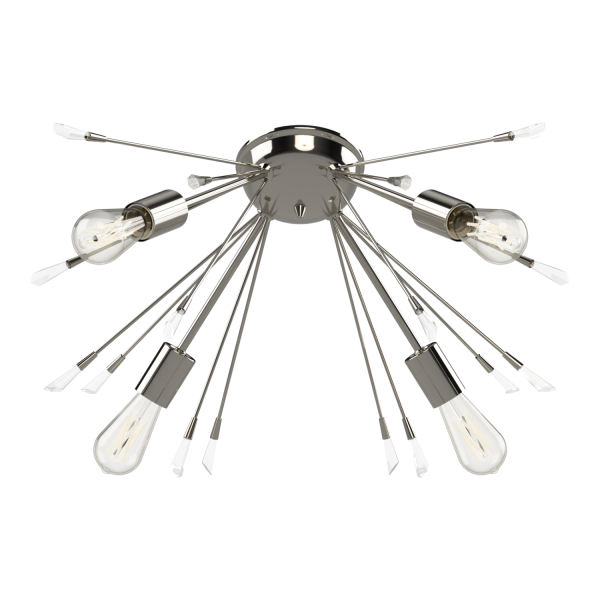 Plafon Explosion 4 luces acero apto lampara led