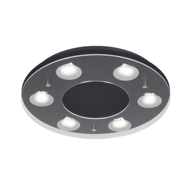 Plafón Charly 6 luces negro de led