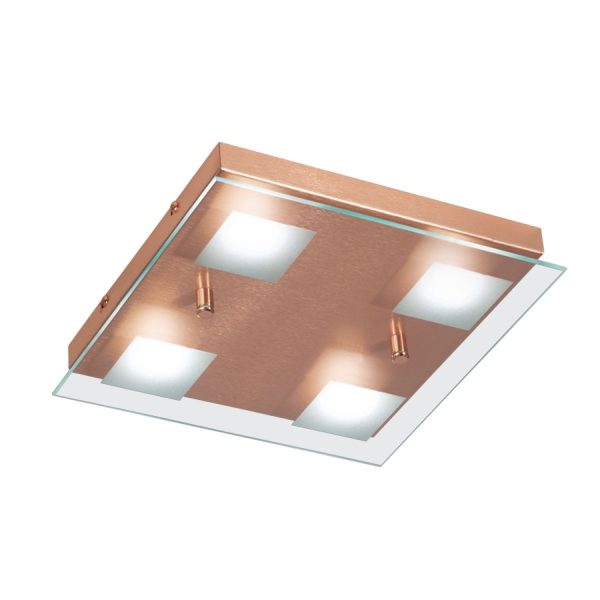 Plafón Batti 4 luces de led cobre