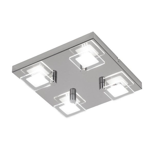 PAO plafón 4 luces cromo led