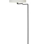 LAMPARA PIE CONTEMPORANEA redonda negra con pantalla apto led