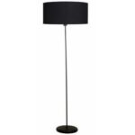 LAMPARA PIE CLASIC redonda negra con pantalla apto led