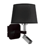 APLIQUE/VELADOR HABANA negro/cromo 2 luces led