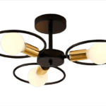 PLAFON FLOR negro/oro 3 luces apto led