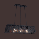 COLGANTE INDUSTRIAL CALADO Negro 3 luces apto led - Imagen 2