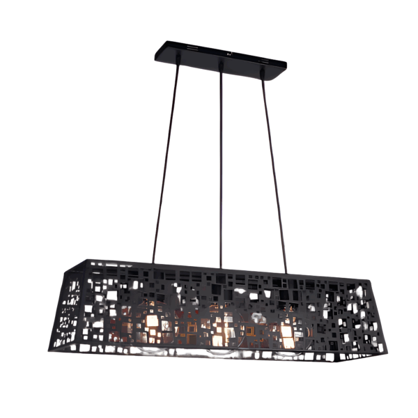 COLGANTE INDUSTRIAL CALADO Negro 3 luces apto led