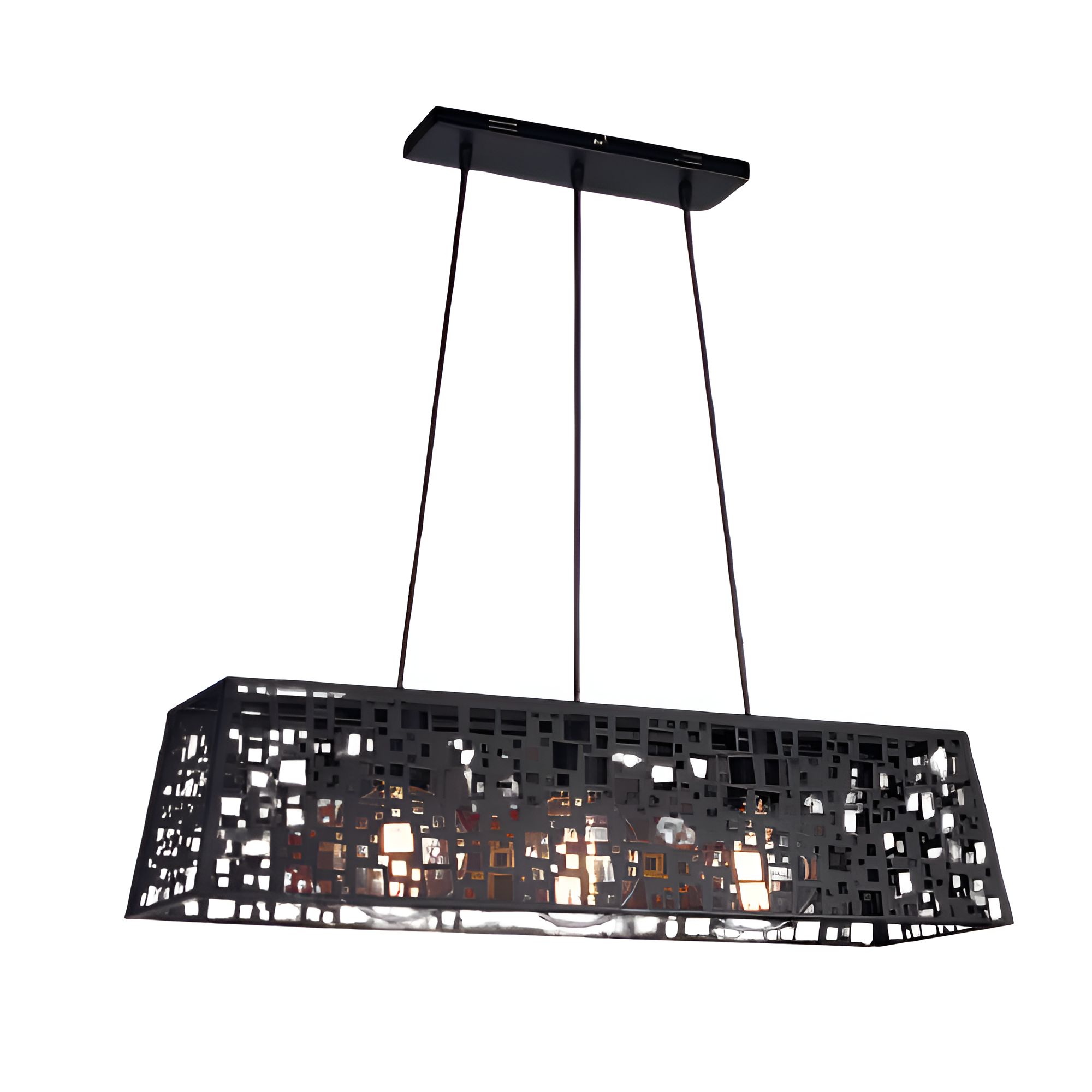 colgante_3l COLGANTE INDUSTRIAL CALADO Negro 3 luces apto led - Imagen 1