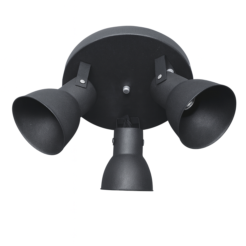 PLAFON CONO Negro 3 luces apto led