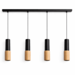 COLGANTE BOREAL 4 luces negro/madera