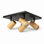 PLAFON LENGO 4 luces negro/madera